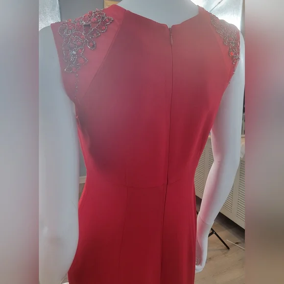 La Perla red sheath cocktail dress with beading shoulder details size 6 - Picture 2 of 15